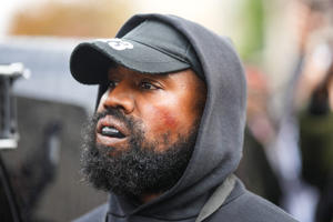 Kanye West at Paris Fashion Week. (Images by Edward Berthelot / GC)