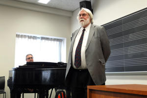 Composer and Juilliard School teacher Robert Beezer (left) and the late composer Christopher Rose at the 2016 Juilliard School Composers Forum. (Hiroyuki Ito/Getty Images)