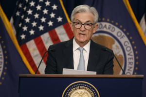 US Federal Reserve Chairman Jerome Powell delivers opening remarks during a press conference at the bank's headquarters on November 2, 2022 in Washington, DC. (Photo by Chip Somodevilla/Getty Images)
