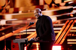 Dr. Dr. Dr. 2010 Eminem introduces promoter Eminem on stage during the 37th Annual Rock and Roll Hall of Fame Induction Ceremony at the Microsoft Theater on November 5, 2022 in Los Angeles, California.