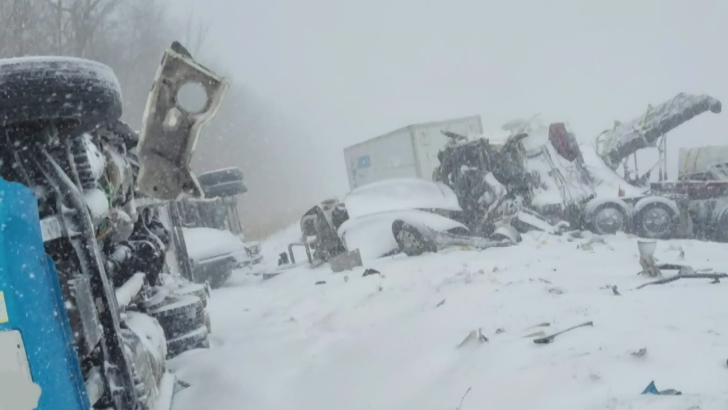Truckers Travel I70 In The Eastern Plains After Snow Storm Causes Series Of Pileups