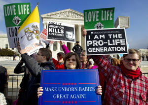 Anti-abortion activists outside the United States Supreme Court building during the March for Life on Washington. Jose Luis Magana