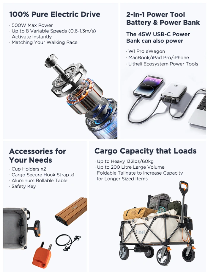 Litheli electric utility wagon features