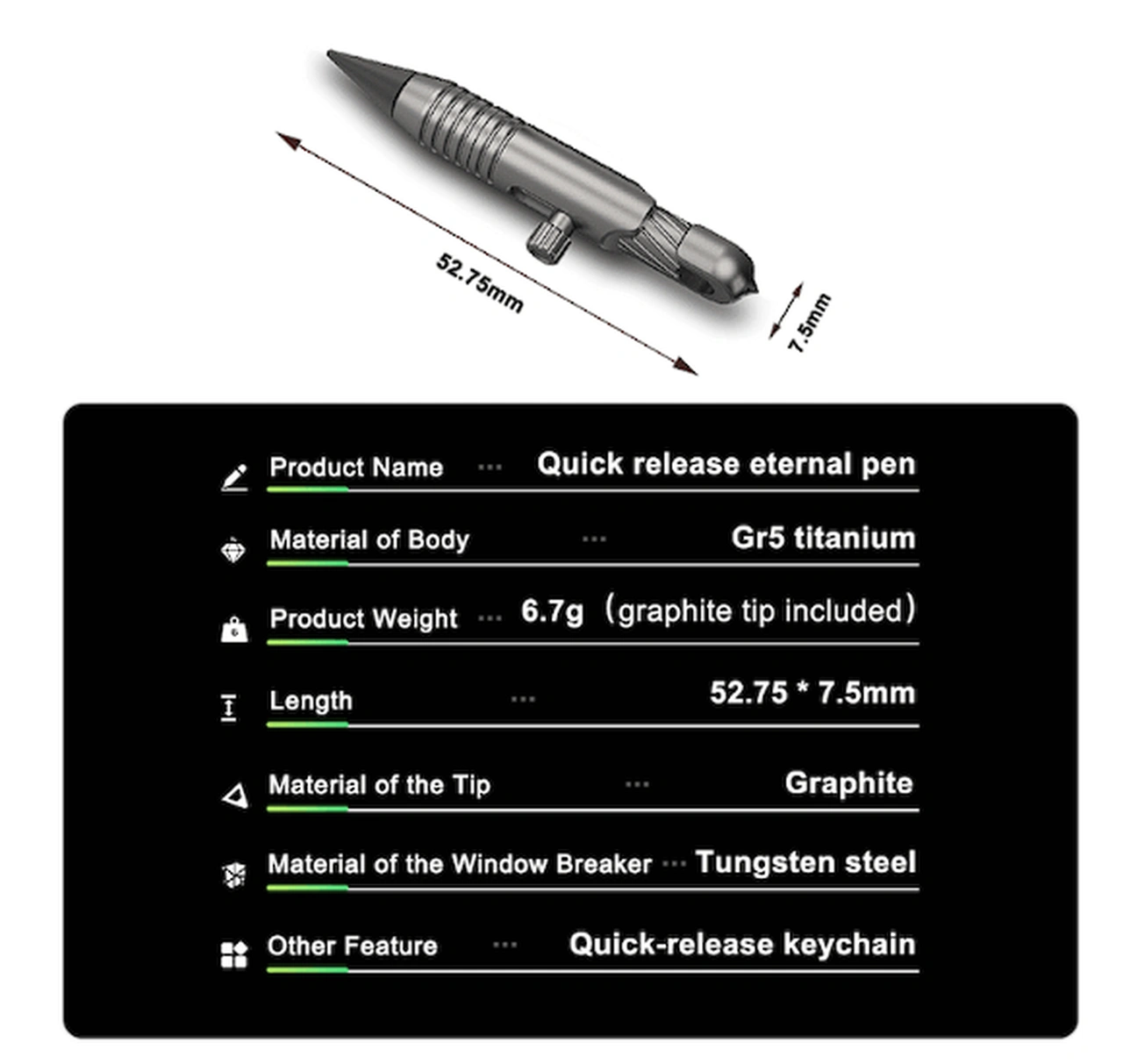 NanoInk EDC everlasting dimensions