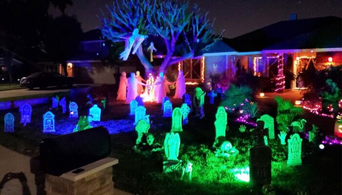 RGB light creations in Halloween decorations