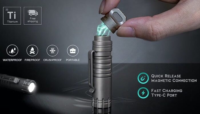 Wayfinder rechargeable quick release mini EDC flashlight