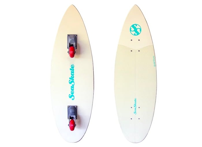 SEASKATE surf skateboard with spring-loaded casters