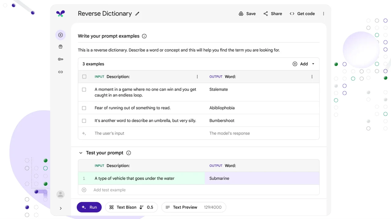 Build generative AI apps quickly using Google MakerSuite